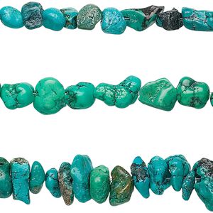 Turquoise 1pkg3, chip / nugget bead 15 inch mix small to large / mini to small