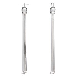 Focal, sterling silver, 53x4.5mm tassel with 1.5mm ball. Sold individually.