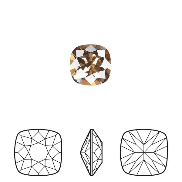 Fancy stone 1pkg144 light smoked topaz foil back, Swarovski&reg; ReCreated&trade;, 10mm square cushion 4470 image number 0