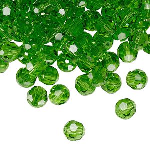 Bead 144pk peridot, Preciosa Czech crystal 6mm round