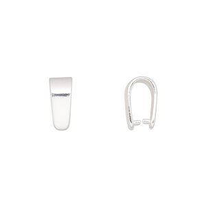 Bail, ice-pick, sterling silver, 12x5mm, 8mm grip length. Sold per pkg of 2.