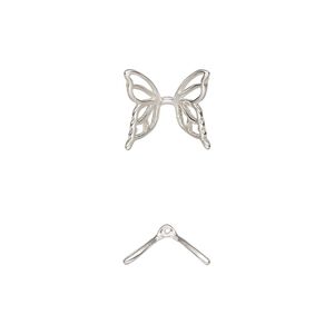 Bead 1pkg1 sterling silver, 11x11mm butterfly wing / cutout, Amoracast&reg;