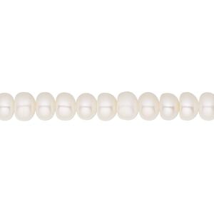 Pearl, White Lotus&trade;, cultured freshwater (bleached), white, 5.5-6mm button, A- grade, Mohs hardness 2-1/2 to 4. Sold per 15-1/2" to 16" strand.