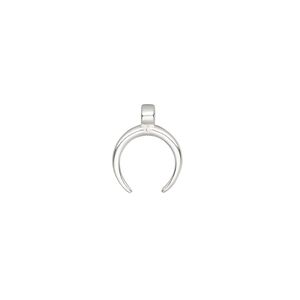 Charm, sterling silver and cubic zirconia, clear, 10mm single-sided naja, Sold Individually.