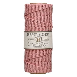 Cord, Hemptique&reg;, polished hemp, dusty pink, 1mm, 20-pound test. Sold per 205-foot spool.