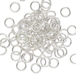 Jump ring 1pkg100 aluminum, 6mm round, 18 gauge / 4.2mm inside diameter / silver