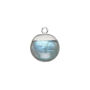 Drop 1pkg1, electroplated sterling silver and labradorite (natural), 12mm hand-cut puffed flat round