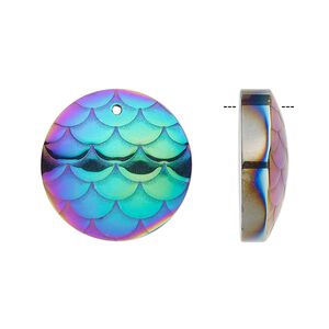 Hemalyke&trade; 1pkg1, electroplated scale design half domed round drop 20mm