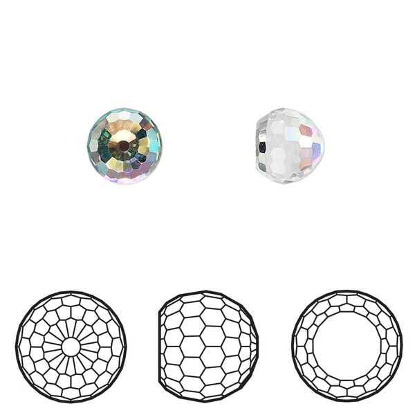Fancy stone 144pk crystal AB CAL VZ, Swarovski&reg; 8mm flat back ball 4869 image number 0
