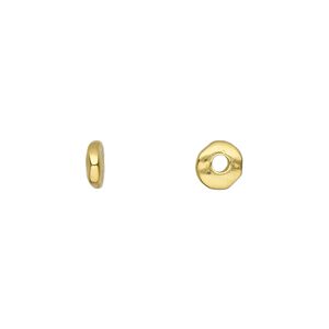Bead, TierraCast&reg;, gold-plated pewter (tin-based alloy), 6x2mm-7x2mm nugget rondelle. Sold per pkg of 100.