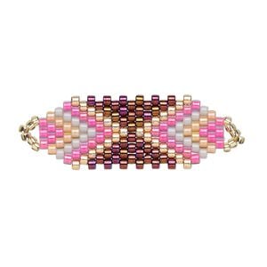Focal, Creative Touch, glass, cranberry / copper / hot pink, 30x12mm double-sided oval. Sold individually.