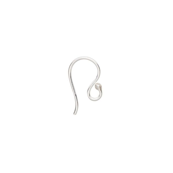 Ear wire fishhook 1pkg20 sterling silver, 12mm / 1.5mm ball / open loop, 20 gauge 10 pair image number 0