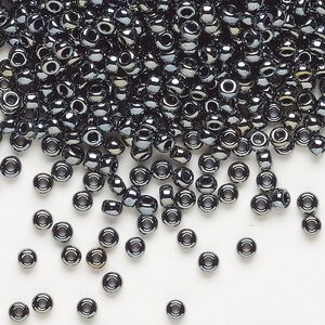 Seed bead, Miyuki, glass, pkg/50g, #8 rocaille, opaque light gunmetal (RR-464).