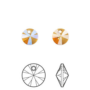 Drop 1pkg12 dark orange (HICT), Crystal Passions&reg; 8mm pendant mini disk 6428