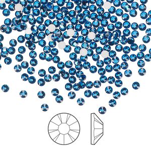 Flat back 144pk Capri blue foil back, Preciosa MAXIMA Czech crystal rhinestone 2.1-2.3mm chaton rose round SS7