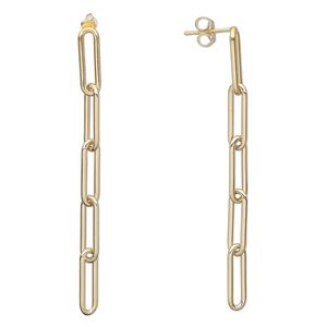 Earstud 1pkg2 14Kt gold-filled, 55x4mm / paperclip / 5-link, 1 pair