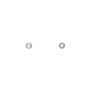 Bead 1pkg10 sterling silver, 3mm seamless corrugated round