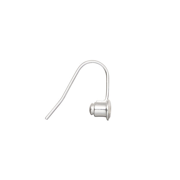 Ear wire 1pkg10, earstud converter, silver-plated brass /silicone, 14mm fishhook with 5mm barrel, fits up to 22 gauge earstud, 5 pair image number 1