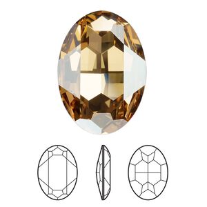 Fancy stone 24pk crystal golden shadow foil back, Swarovski&reg; 30x22mm oval 4127