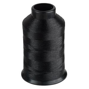 Thread, Nymo&reg;, nylon, black, size O. Sold per 3-ounce spool.