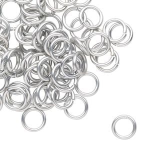 Jump ring 1pkg100 aluminum, 8mm round, 17 gauge / 5.6mm inside diameter / silver