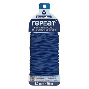 Cord, Beadalon&reg; RePEaT&trade;, recycled polyethylene, navy blue, 1mm, 100-pound test. Sold per 20-meter card.