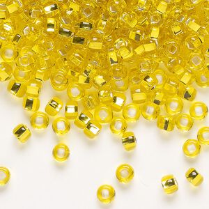 Seed bead, Preciosa Ornela, glass, transparent silver-lined yellow amber, #6 rocaille. Sold per 500-gram pkg.
