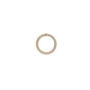 Jump ring 1pkg100 gold-plated, 10mm soldered closed round, 18 gauge / 8mm inside diameter / brass / antique