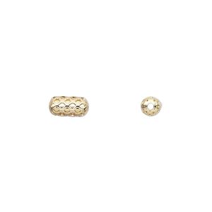 Bead 1pkg100 gold-plated, 8x4mm weave capsule / cutout, brass