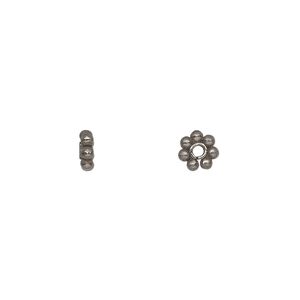 Bead 1pkg50 gunmetal-plated, 6x2mm beaded rondelle, copper