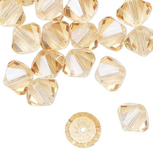 Bead 48pk translucent crystal golden shadow, Celestial Crystal&reg; 10mm bicone