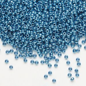 Seed bead, Preciosa Ornela Czech glass, pkg/500g, #11 rocaille, opaque metallic blue, (18336).