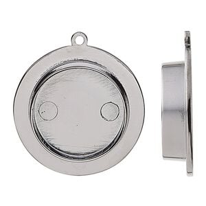 Drop, gunmetal-plated "pewter" (zinc-based alloy), 28mm round with 19mm non-calibrated round setting. Sold individually.