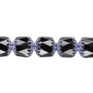 Bead, Czech glass, opaque jet and metallic purple, 10mm round cathedral. Sold per 15-1/2" to 16" strand.