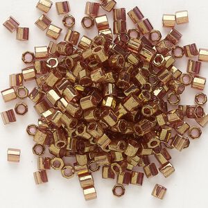 Seed bead, Delica&reg;, glass, pkg/7.5g, #8 cut, translucent gold luster light topaz (DBLC-0115).