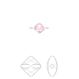 Bead 24pk mini bead rose, Crystal Passions&reg; 6mm rhombus 5054