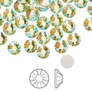 Flat back 288pk limecicle AB foil back, Preciosa MAXIMA Czech crystal hotfix rhinestone 6.3-6.5mm chaton rose round SS30