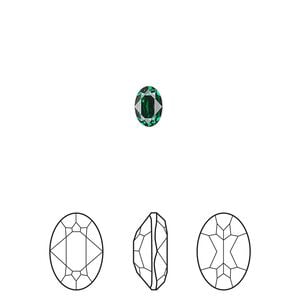 Fancy stone 4pk majestic green foil back, Crystal Passions&reg; 6x4mm oval 4120