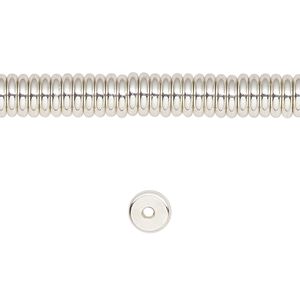 Bead 1pkg1 silver-finished, 6x2mm rondelle, brass 8 inch