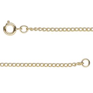 Chain 1pkg1 curb, 1.9mm / springring clasp, gold-finished steel 18 inch