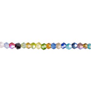 Bead 1pk 16 facets opaque to transparent AB mixed colors, Celestial Crystal&reg; 3mm bicone 15.5-16 inch