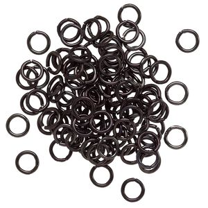 Jump ring 1pkg100 aluminum, 5mm round, 20 gauge / 3.4mm inside diameter / black