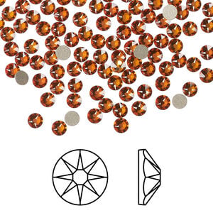 Flat back 1pkg144 dark orange (HICT) foil back, Crystal Passions&reg; 3-3.2mm rose round SS12 2088