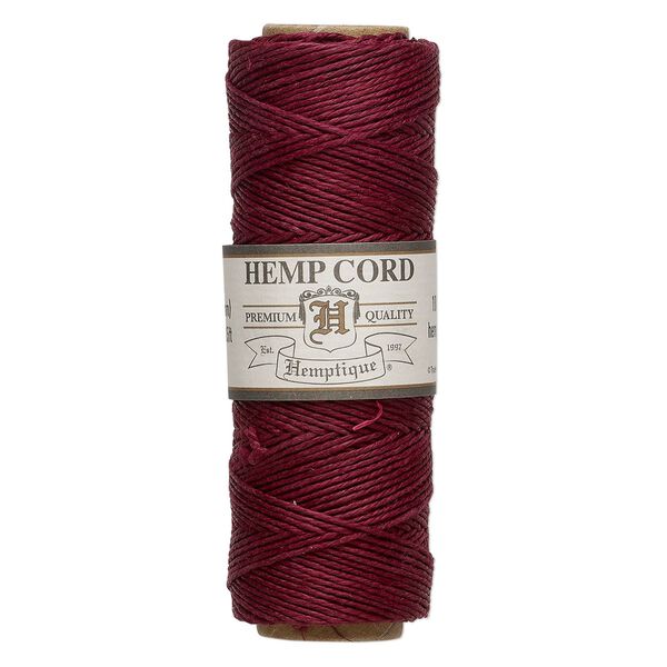 Cord, Hemptique&reg;, polished hemp, burgundy, 0.5mm, 10-pound test. Sold per 205-foot spool. image number 0