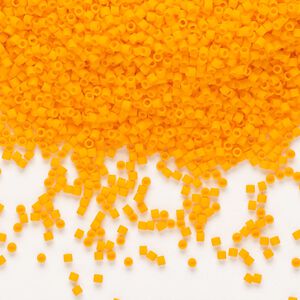 Seed bead, Delica&reg;, glass, pkg/50g, #15 round, opaque matte mandarin orange (DBS-1583).
