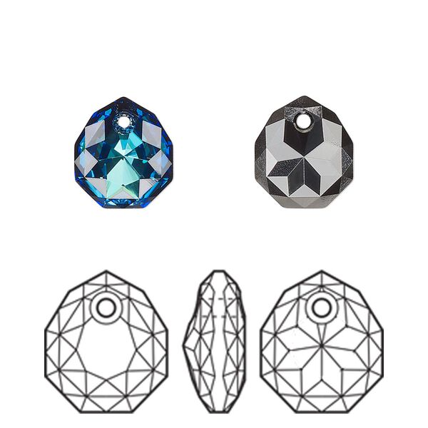 Drop 48pk crystal Bermuda blue, Swarovski&reg; 11.5x10mm pendant majestic 6436 image number 0