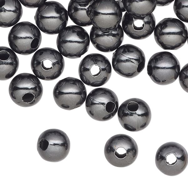 Bead 1pkg500 gunmetal-plated, 8mm round, steel image number 0