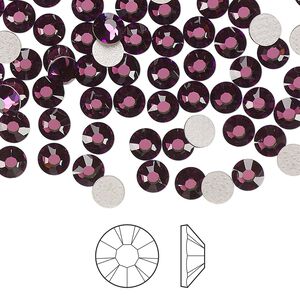 Flat back 144pk amethyst foil back, Preciosa MAXIMA Czech crystal hotfix rhinestone 4.6-4.8mm chaton rose round SS20