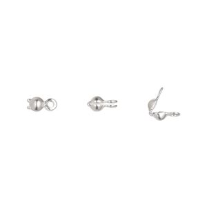 Bead tip bottom clamp-on 1pkg100 silver-plated, 5.5x2.5mm / closed loop, brass / Hot Tips&reg;