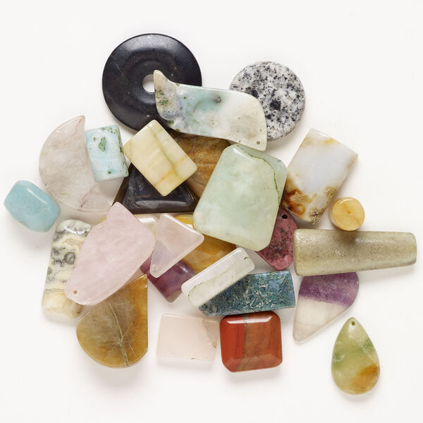 Multi-gemstone 1pkg8oz, mixed-drilled puffed / flat mixed shapes drop mix 10x5mm-60x40mm image number 0